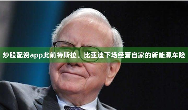 炒股配资app此前特斯拉、比亚迪下场经营自家的新能源车险